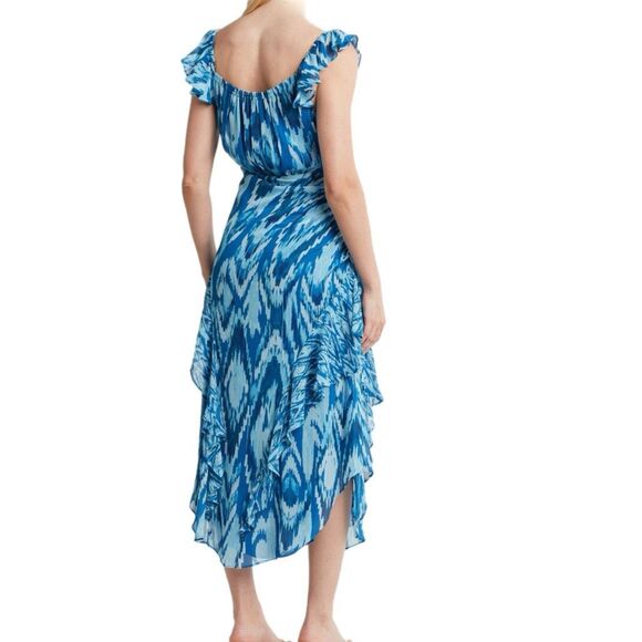 NWT Ramy Brook “Anika” ruffle chiffon maxi dress in blue hues. Size 4 - Picture 6 of 16